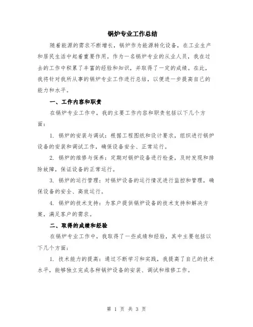 锅炉专业工作总结