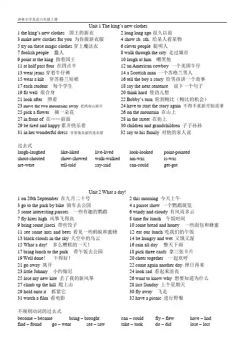 译林小学英语六年级上册U1U2讲义