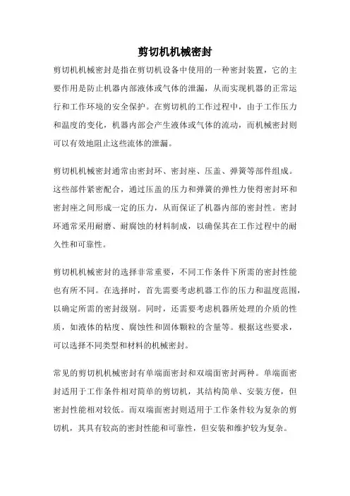 剪切机机械密封