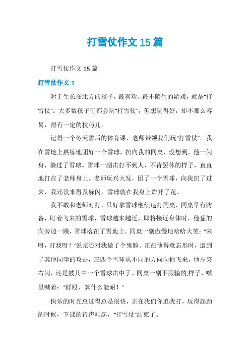 打雪仗作文15篇