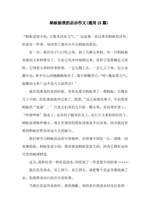 蚂蚁给我的启示作文(通用15篇)精选