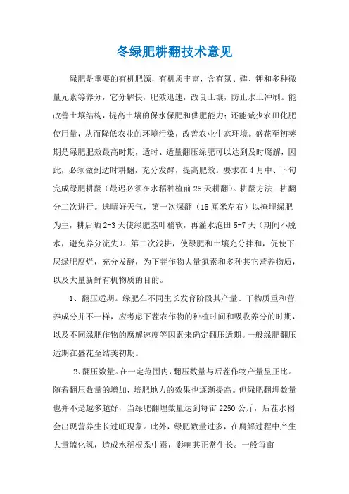 冬绿肥耕翻技术意见