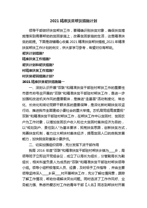 2021精准扶贫帮扶措施计划