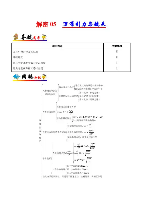 万有引力与航天-备战2020年高考物理高频考点解密(解析版)