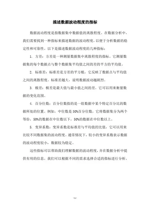 描述数据波动程度的指标