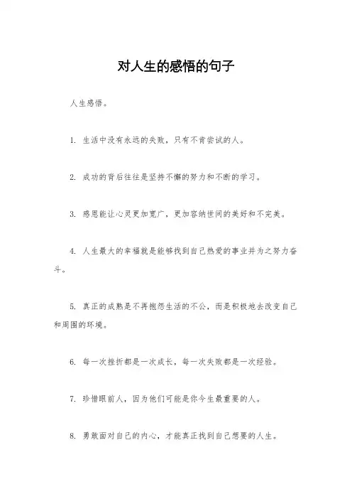 对人生的感悟的句子