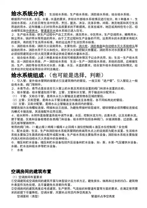 建筑设备考试范围
