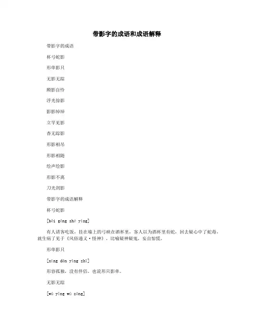带影字的成语和成语解释