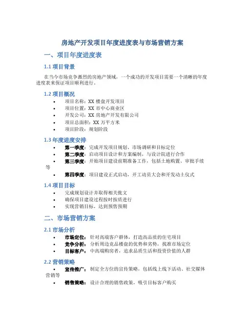 【房地产】开发项目年度进度表与市场营销方案