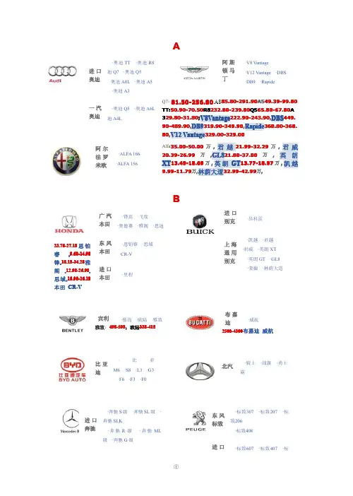 车型大全及价格