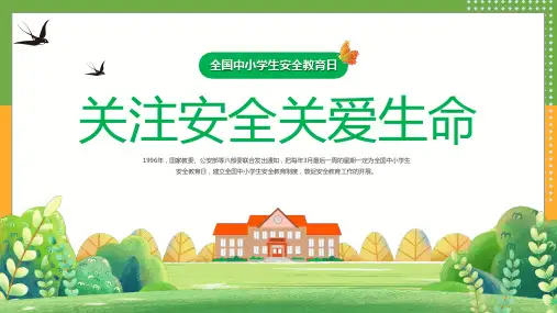全国中小学生安全教育日关注安全关爱生命主题班会课件PPT模板