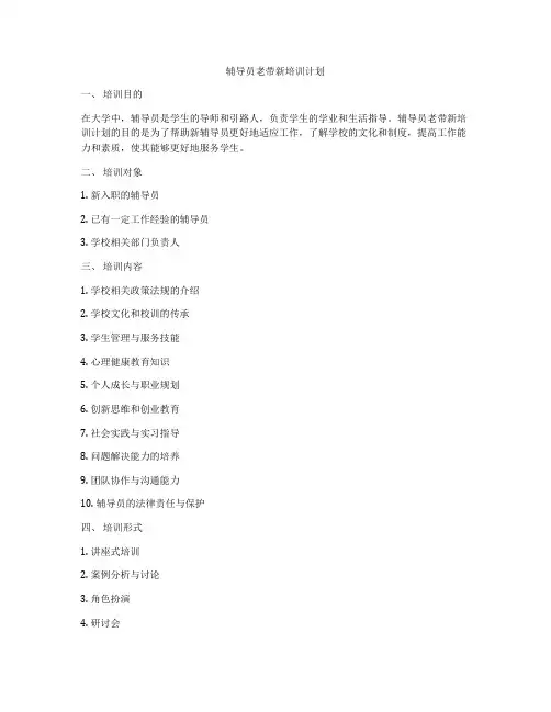 辅导员老带新培训计划