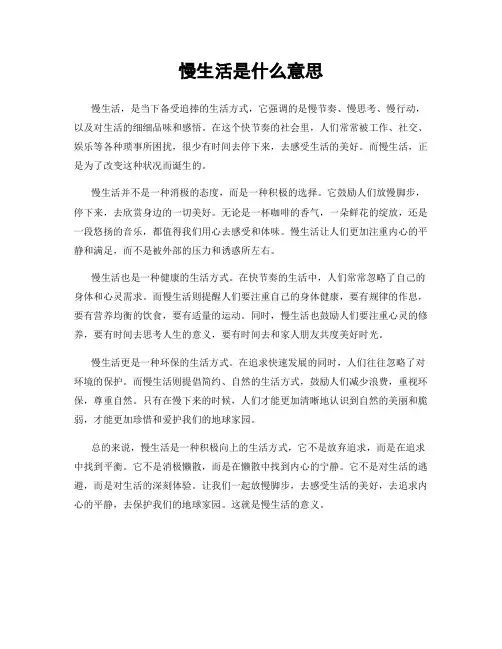 慢生活是什么意思