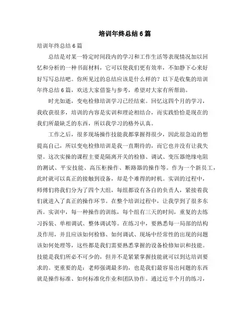 培训年终总结6篇