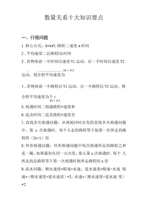 公务员行测数量关系十大知识要点