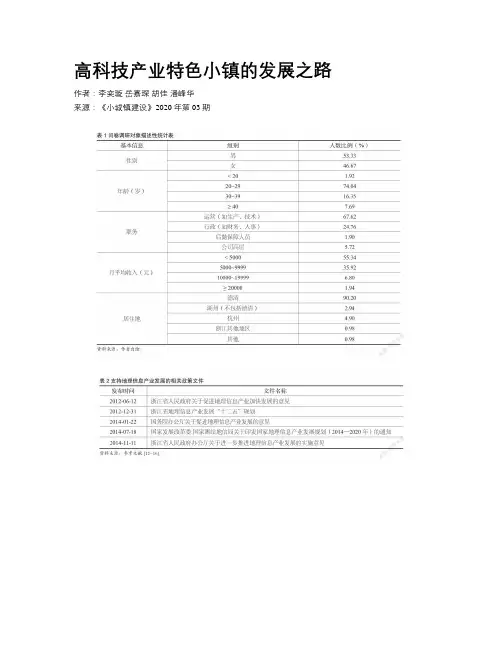 高科技产业特色小镇的发展之路