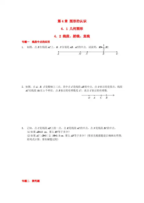 【能力培优】七年级数学上册 4.1 几何图形、4.2 线段、射线、直线专题训练 (新版)湘教版