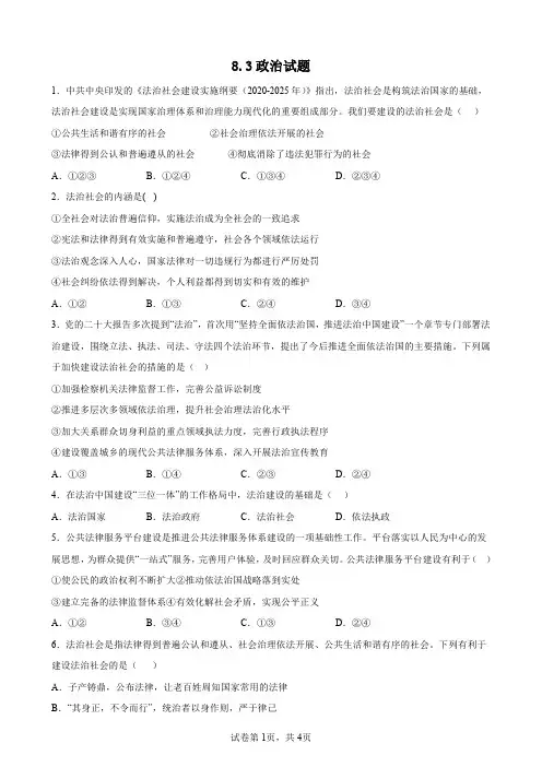 必修三政治8.3试题