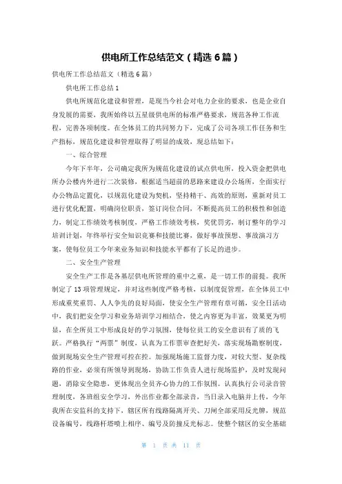 供电所工作总结范文（精选6篇）