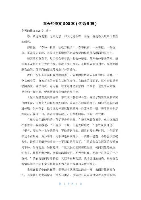 春天的作文800字(优秀5篇)