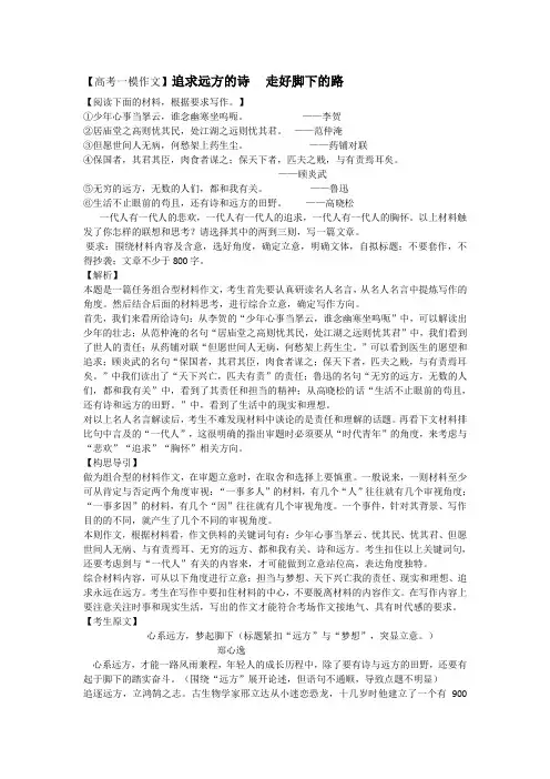 1【高考模拟作文】追求远方的诗
