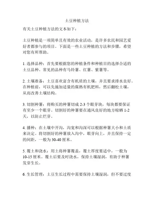土豆种植方法