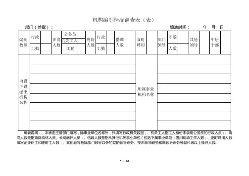 机构编制情况调查表(表1)