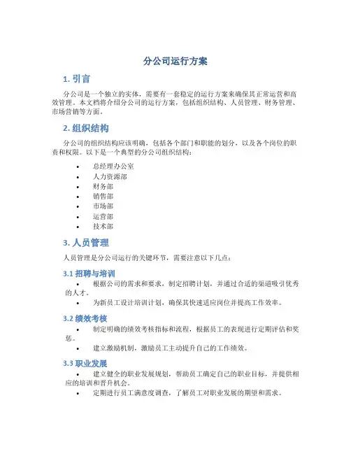 分公司运行方案