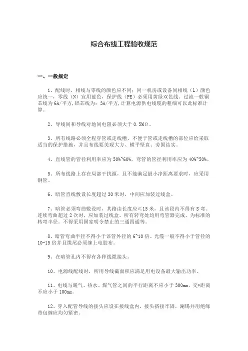 综合布线工程验收规范