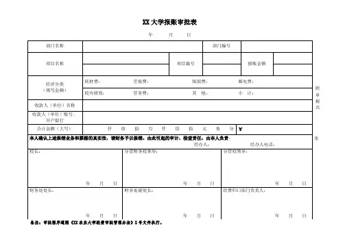 XX大学报账审批表