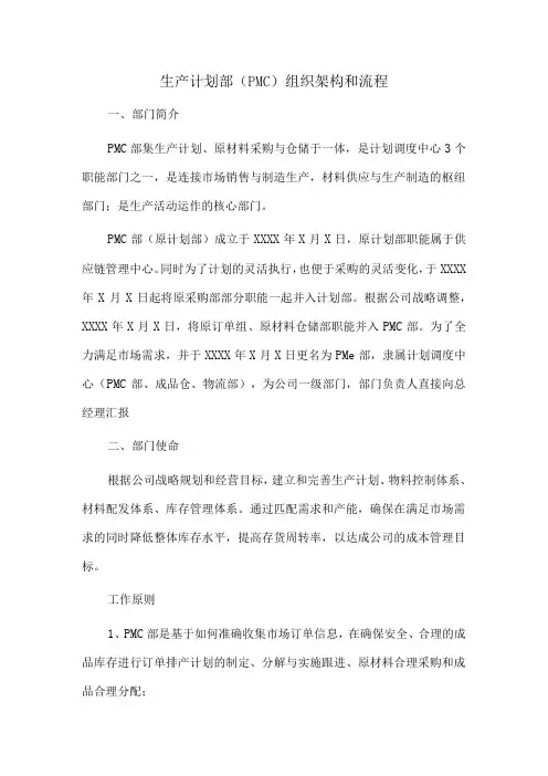 生产计划部(PMC)组织架构和流程