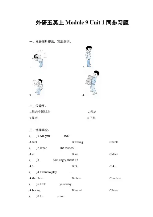 外研版英语五年级上学期Module 9 同步习题