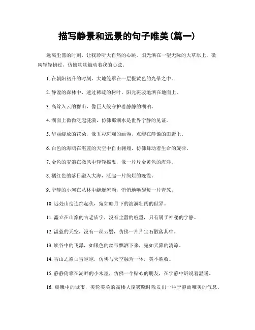 描写静景和远景的句子唯美(精选2篇)