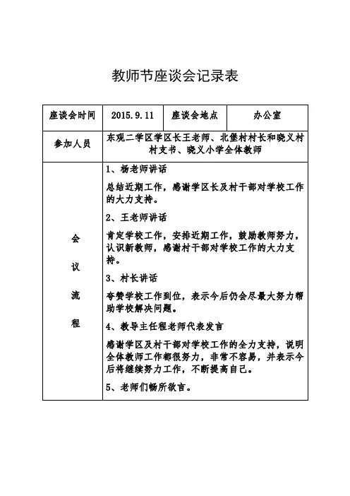教师节座谈会记录表