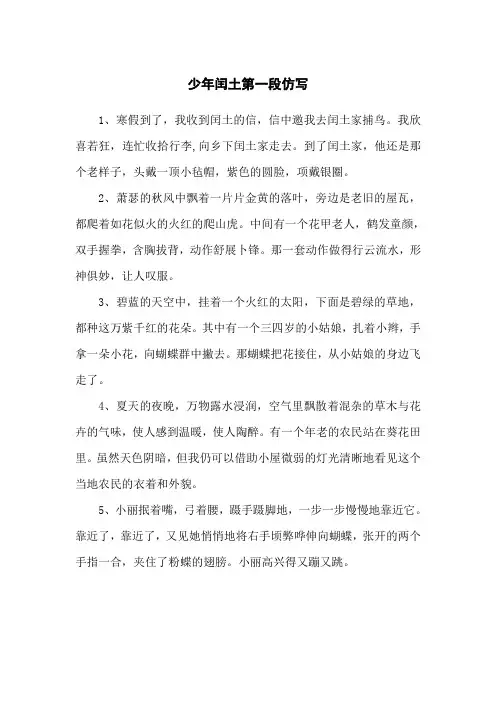 少年闰土第一段仿写50字