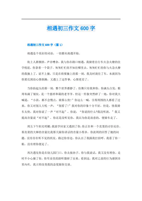 相遇初三作文600字