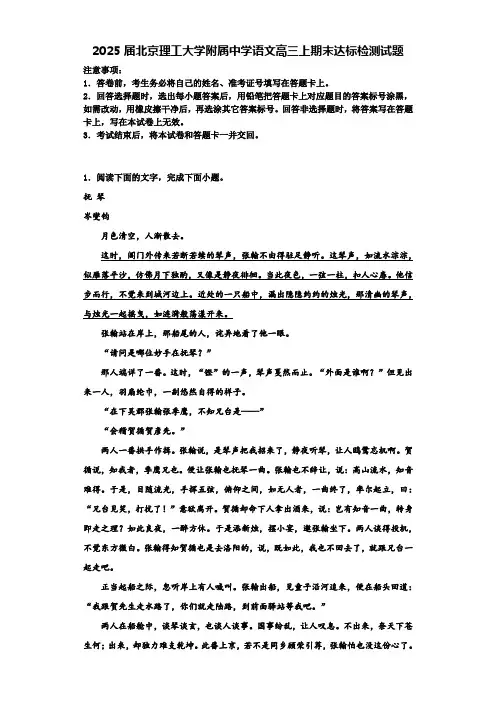2025届北京理工大学附属中学语文高三上期末达标检测试题含解析