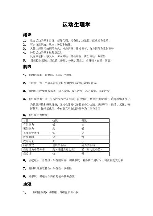 运动生理学复习资料