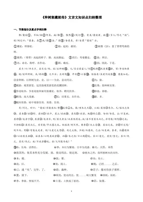 《种树郭橐驼传》知识点归纳整理