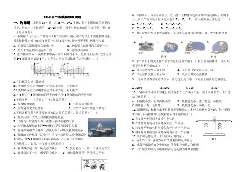 2013年中考模拟物理试题