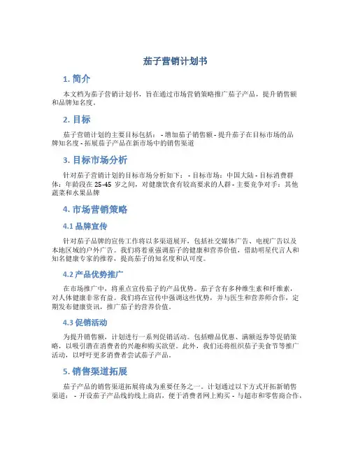 茄子营销计划书