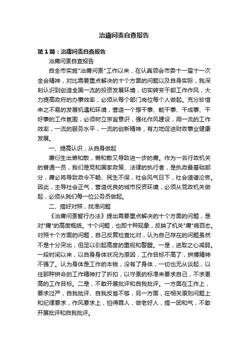 治庸问责自查报告