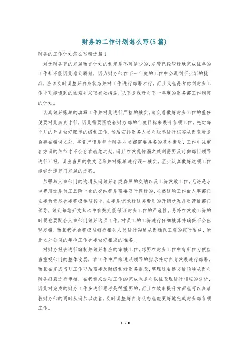 财务的工作计划怎么写(5篇)