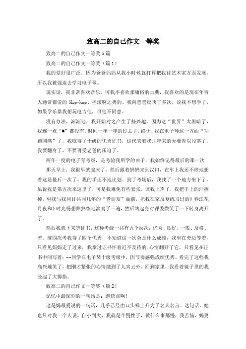 致高二的自己作文一等奖