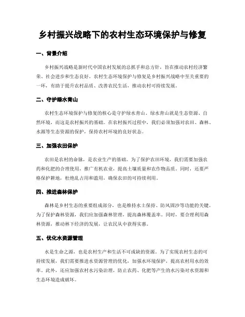 乡村振兴战略下的农村生态环境保护与修复