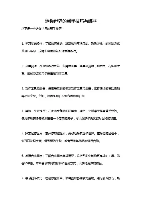迷你世界的新手技巧有哪些