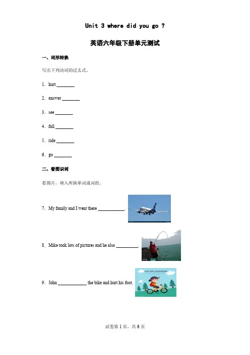 Unit3(单元测试)-人教PEP版英语六年级下册(含答案)