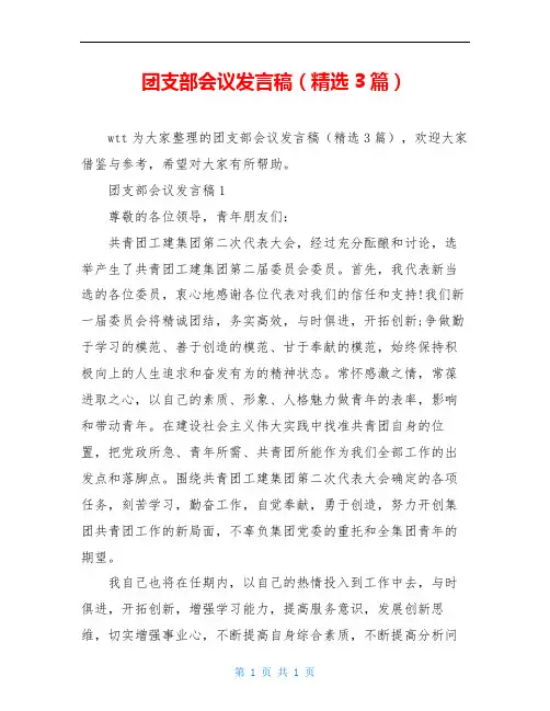 团支部会议发言稿(精选3篇)