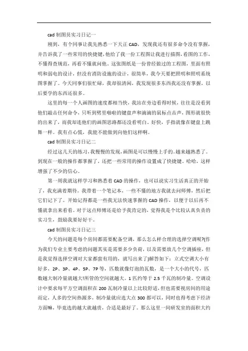 cad制图员实习日记范文