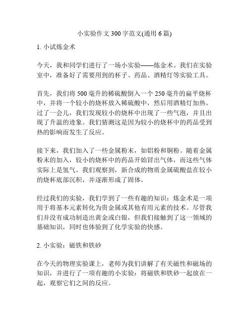 小实验作文300字范文(通用6篇)